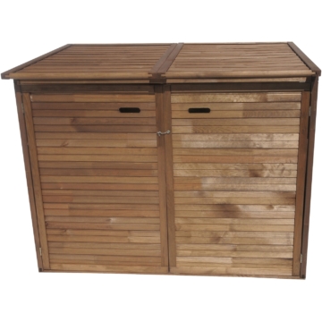 Andrewex » Mülltonnenbox, imprägniertes Kiefernholz, braun, 2 x 240 L, erweiterbar, 132 x 157 x 97 cm