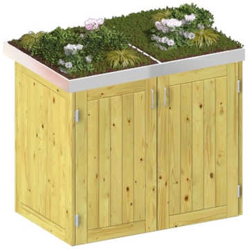 Binto » Mülltonnenbox, Nadelholz mit Pflanzdach, 2 x 240 L, erweiterbar