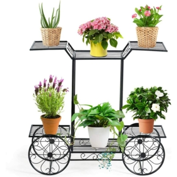 Goplus » Blumentreppe mit 6 Ebenen, Gartenregal, Eisen, schwarz Vorschaubild