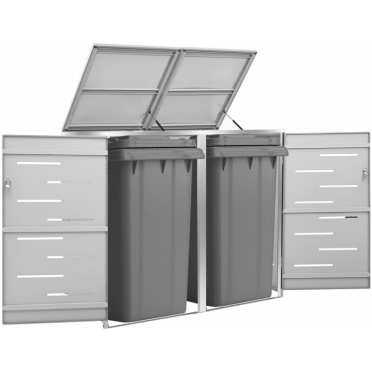 vidaXL » Mülltonnenbox für 2 Tonnen 138×77,5×115,5 cm Edelstahl Vorschaubild