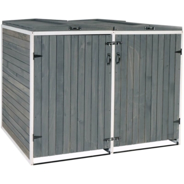 Divers » Mülltonnenbox „HHG-651“, Tannenholz (FSC), erweiterbar, 120 x 75 x 96 cm, grau-weiß