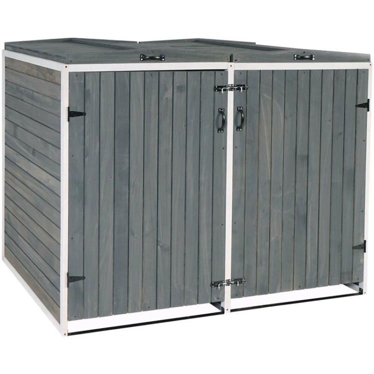 Divers » Mülltonnenbox „HHG-651“, Tannenholz (FSC), erweiterbar, 120 x 75 x 96 cm, grau-weiß Vorschaubild