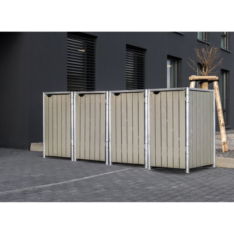 Hide » Mülltonnenbox, Nadelholz, 4 x 240 L, natur-grau Vorschaubild