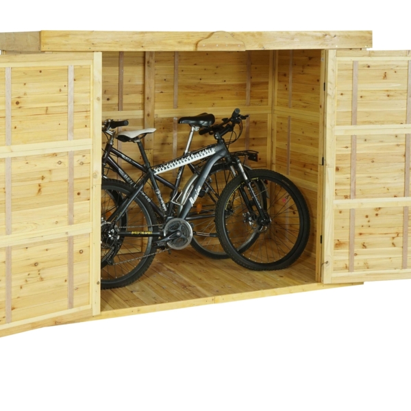 Netto » Fahrradgarage aus Holz, 2 Fahrräder, natur