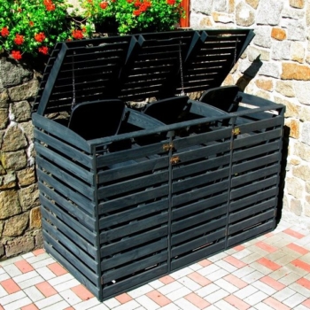 Promadino » Mülltonnenbox, imprägniertes Kirfernholz, anthrazit, 3 x 240 L, 202 x 92 x 122 cm Vorschaubild