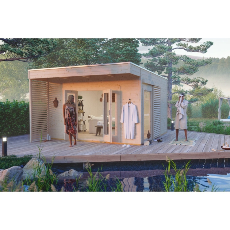 Skan Holz » Holz-Gartenhaus Tokio 4 Natur 402 x 402 cm Vorschaubild